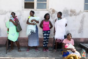 Women in Mozambique wait at the UN clinic