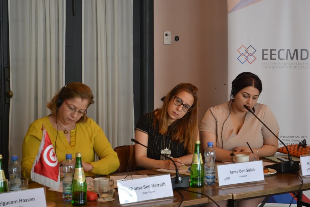 Georgian and Tunisian delegates with Mrs. Tamar Zhvania, head of Central Electoral Commission of Georgia (centre).