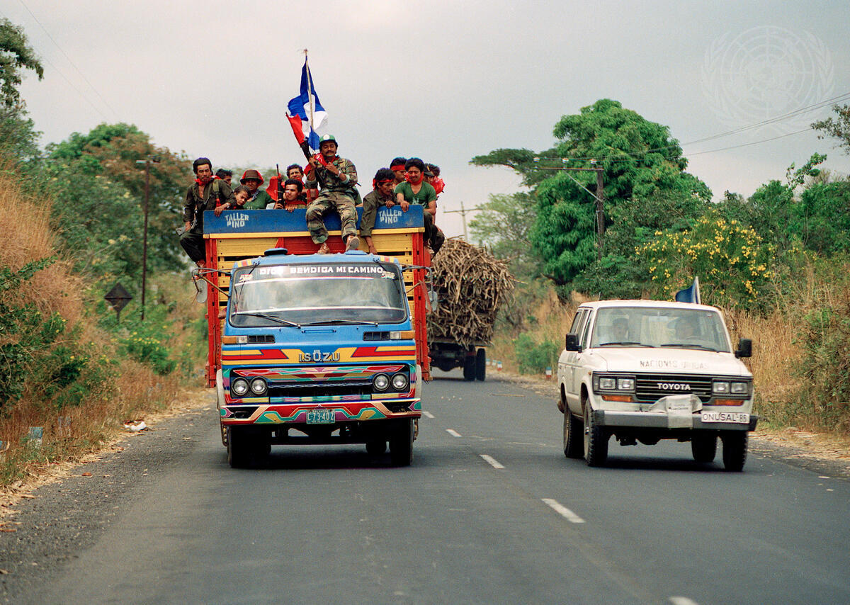 Members of El Salvador's FMLN celebrating after the 1992 peace accord
