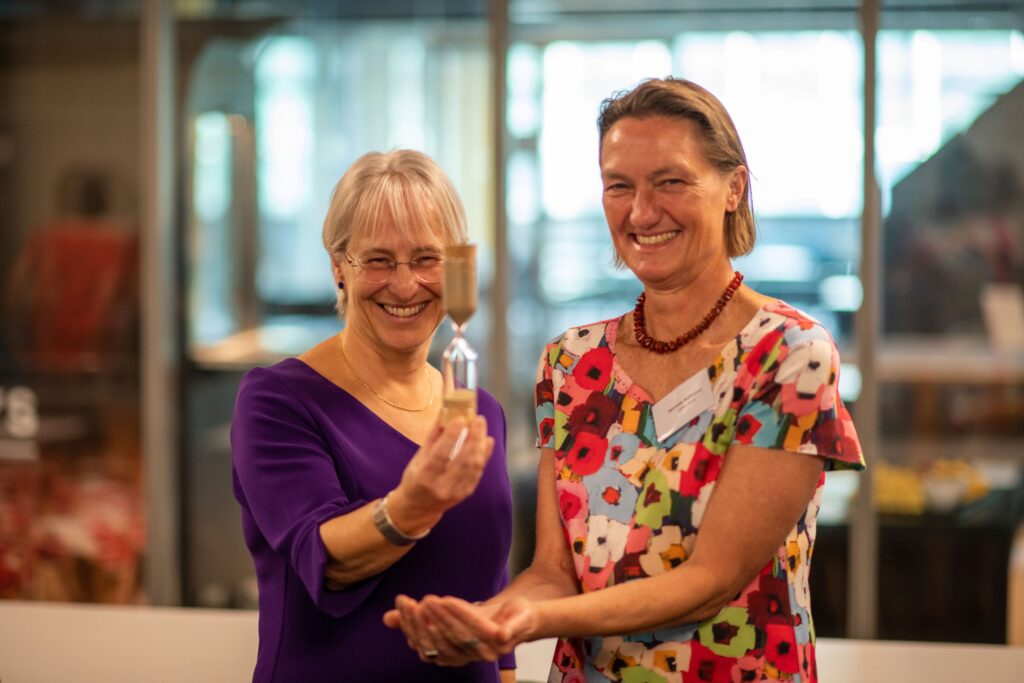 Winner, Ambassador Christine PIrenne, and moderator, Oxfam's Nicolette Matthijsen.