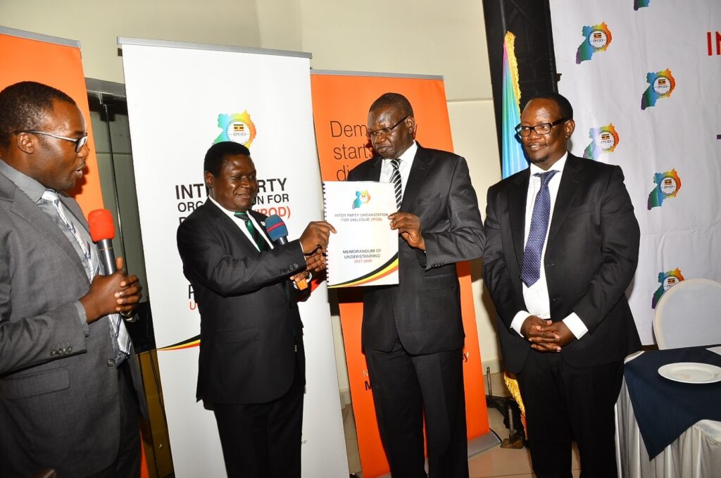 NIMD Uganda Country Representative Frank Rusa speaking at the leadership handover ceremony in Kampala.