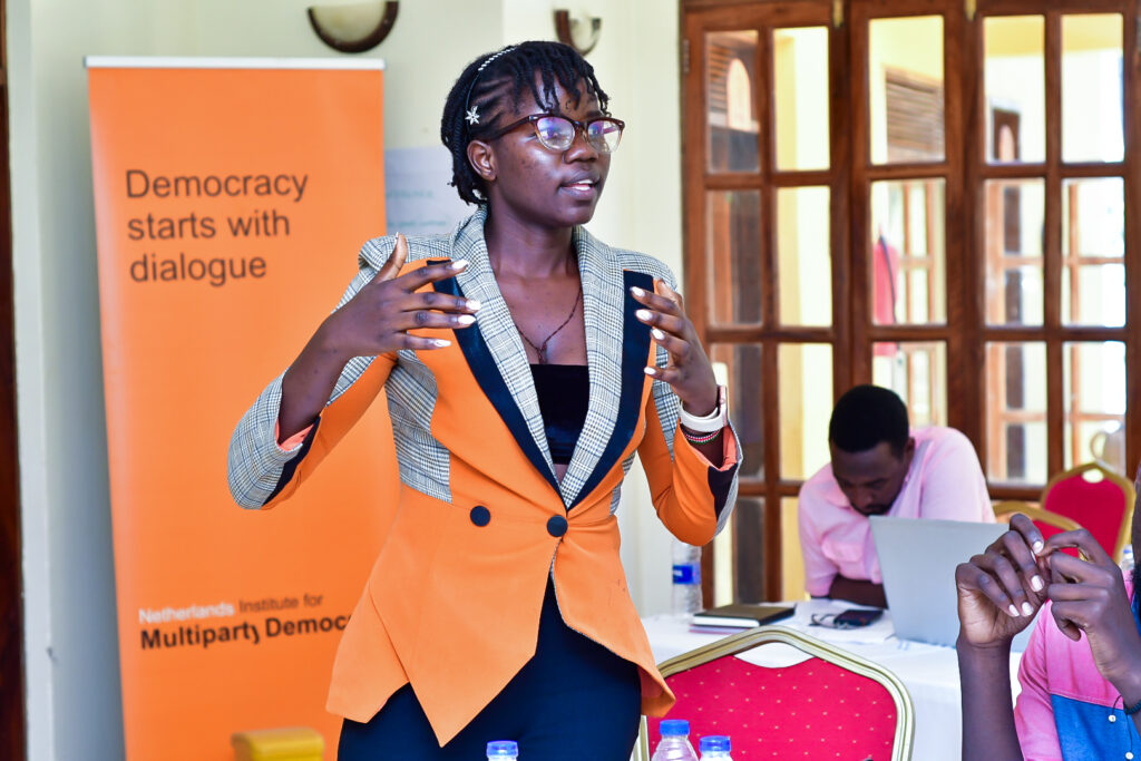 A Democracy Academy participant addresses the room.